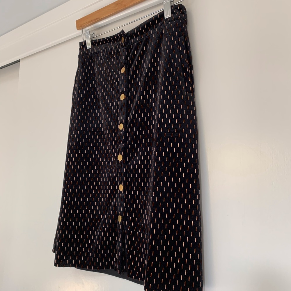 NEW AMENAPIH HIPANEMA PARIS Velvet Skirt Metallic Gold Button Black S - Picture 3 of 8